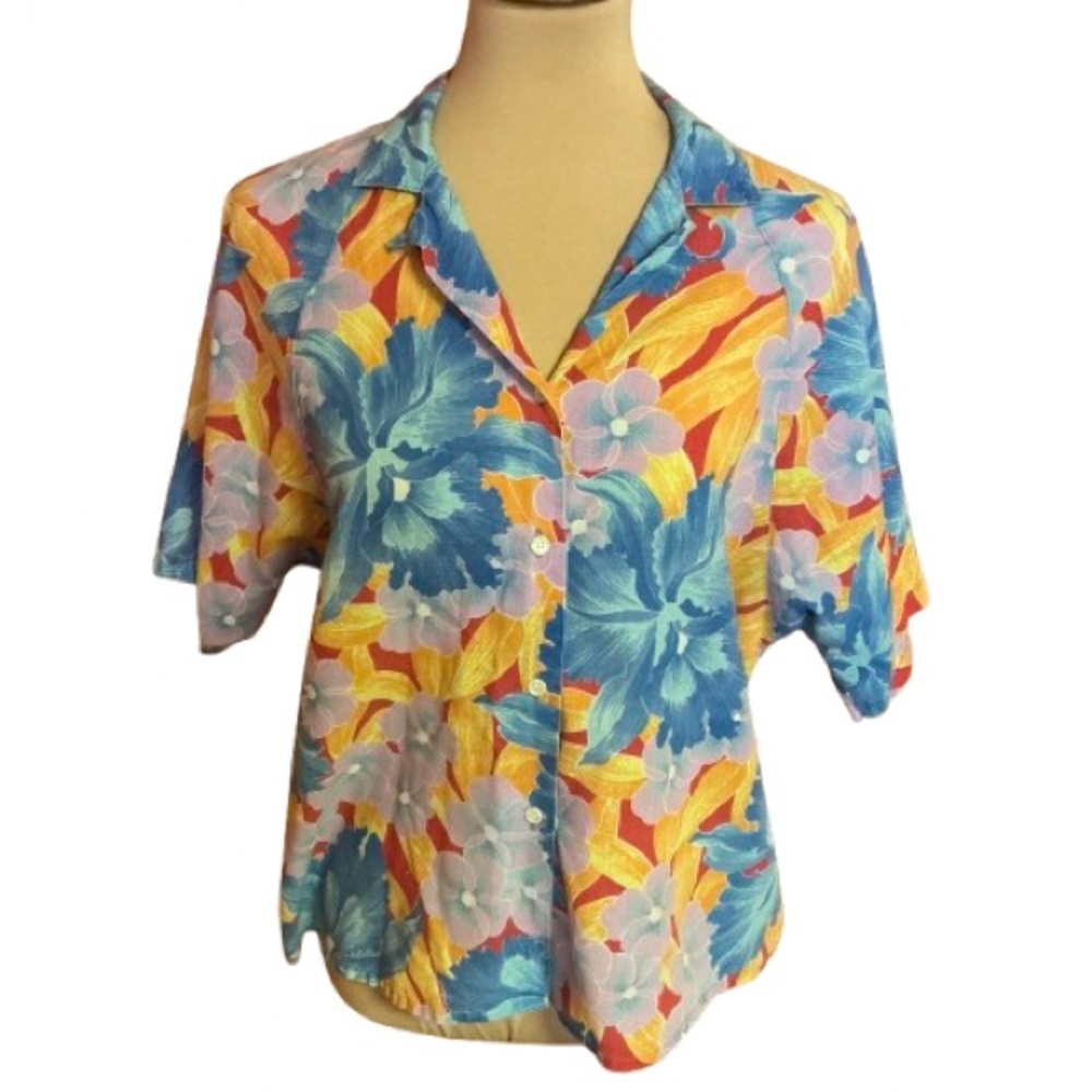 Vtg 80s bright Hawaiian shirt